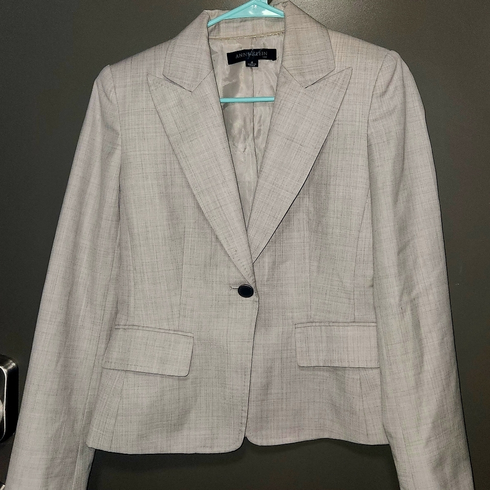 Anne Klein Beige/Cream Button Wool Blend Blazer Suit Top Like New Sz 4 women's
